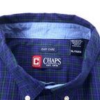 CHAPS Button-down Shirt, XL, Navy, Check, Cotton, EASY CARE, One-point logo embroidery