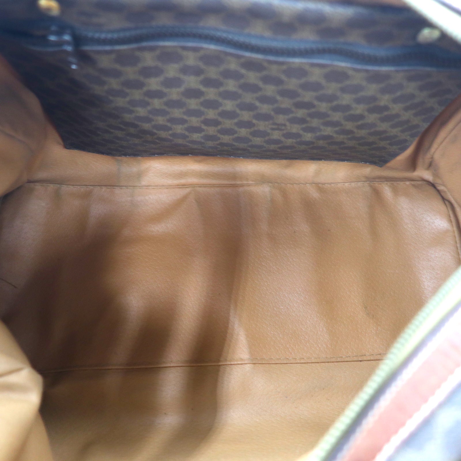 CELINE Made in Italy Macadam Mini Boston Bag Handbag Brown PVC Leather M10 Old