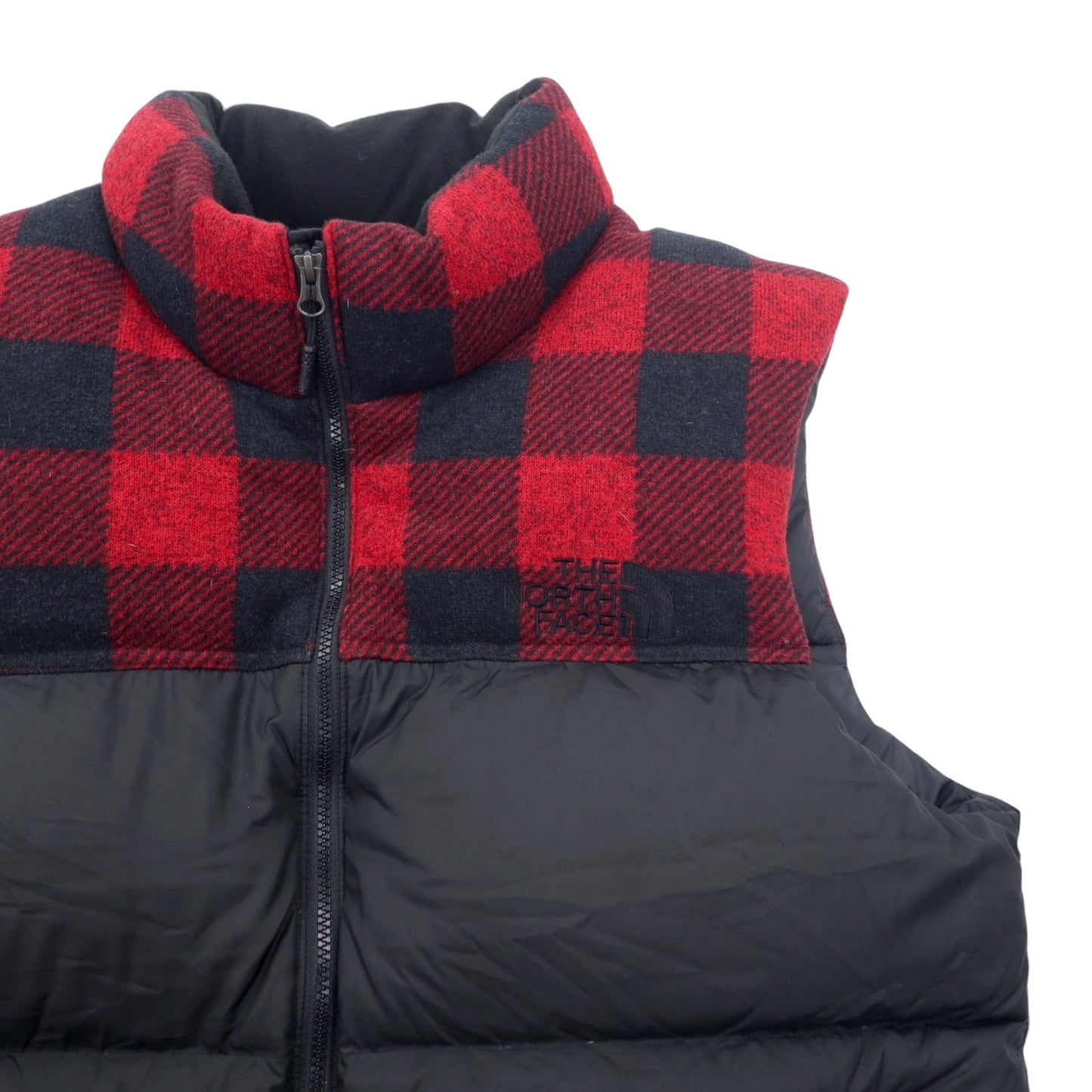 THE NORTH FACE ヌプシ ダウンベスト XXL ブラック レッド バイカラー チェック 切替 US規格 NOVELTY NUPTSE VEST NF0A35EA