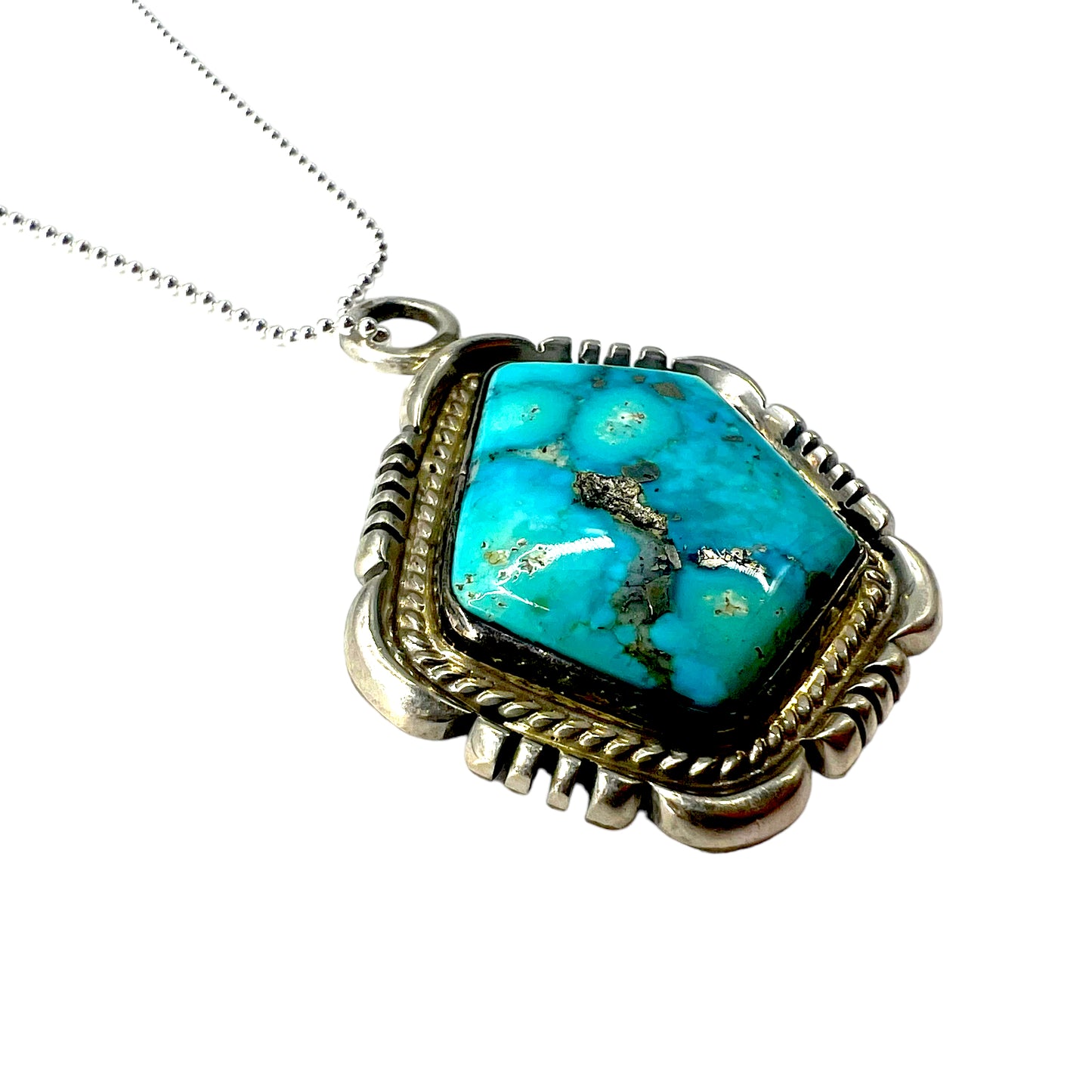 Navajo Vintage Indian Jewelry Turquoise Necklace ナバホ族 インディアンジュエリー ネックレス ターコイズ 刻印 P STERLING シルバー SILVER 925