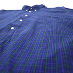 CHAPS Button-down Shirt, XL, Navy, Check, Cotton, EASY CARE, One-point logo embroidery