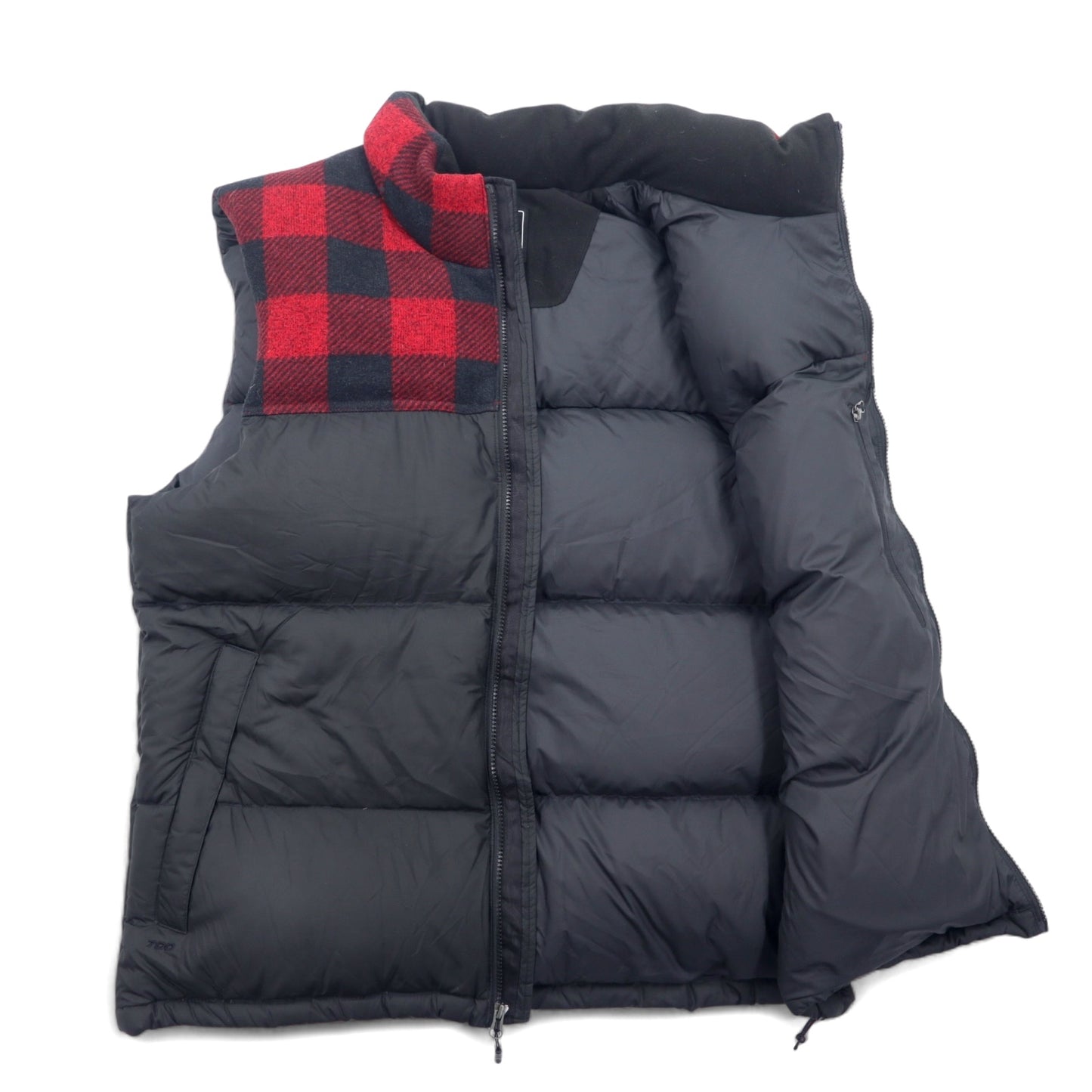 THE NORTH FACE ヌプシ ダウンベスト XXL ブラック レッド バイカラー チェック 切替 US規格 NOVELTY NUPTSE VEST NF0A35EA