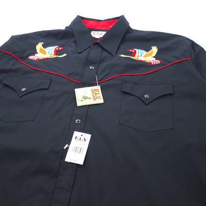 ELY CATTLEMAN 70年代 ウエスタンシャツ XXL ブラック コットン スーベニア 刺繍 デッドストック 未使用品