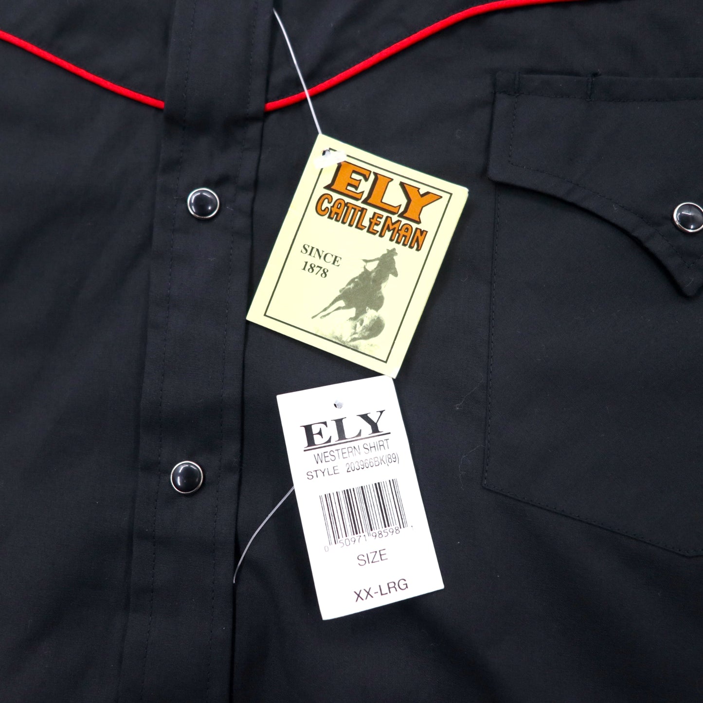 ELY CATTLEMAN 70年代 ウエスタンシャツ XXL ブラック コットン スーベニア 刺繍 デッドストック 未使用品