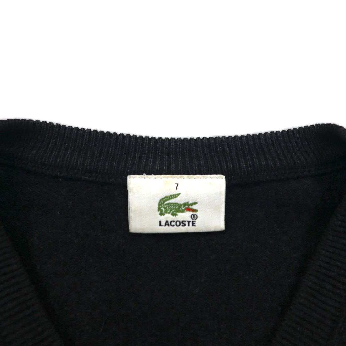 LACOSTE Vネック セーター ニット XL グレー ウール ワンポイントロゴ