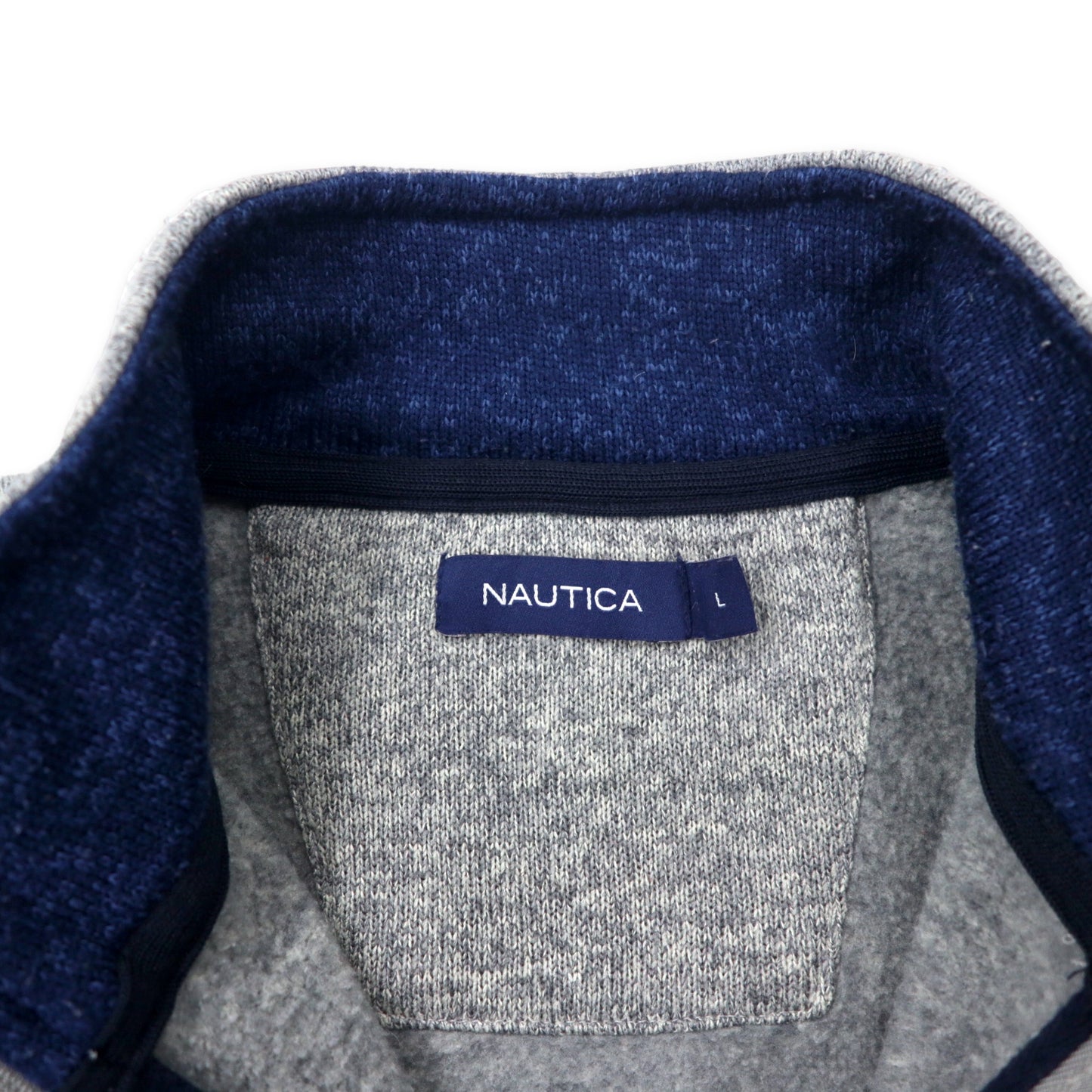 NAUTICA ハーフジップ フリースジャケット L グレー ポリエステル ワンポイントロゴ刺繍
