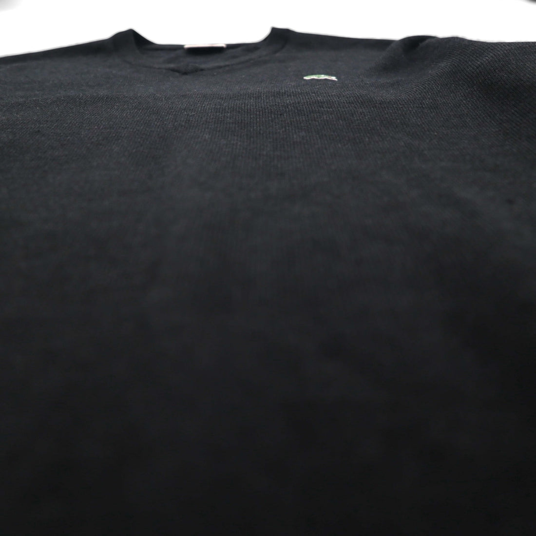 LACOSTE Vネック セーター ニット XL グレー ウール ワンポイントロゴ