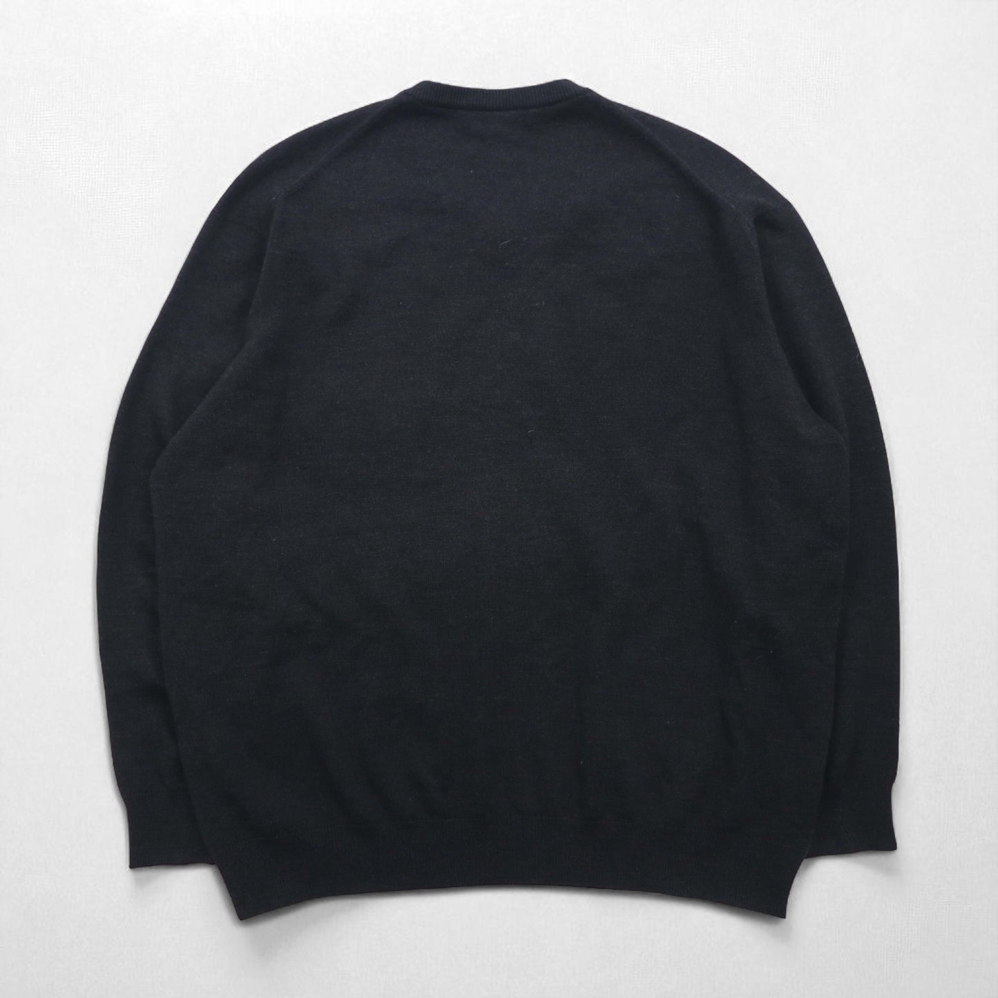 LACOSTE V-neck knit sweater, XL, gray wool, one-point logo.