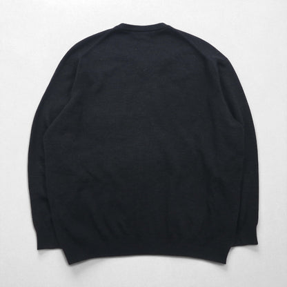 LACOSTE V-neck knit sweater, XL, gray wool, one-point logo.