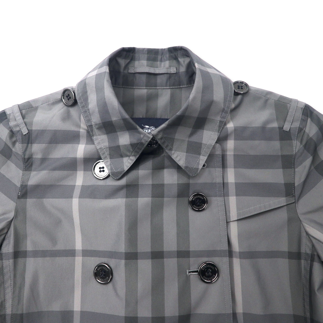BURBERRY Nova Check Trench Coat 38 Gray Polyester Made in Japan