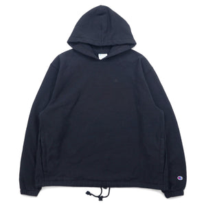Champion リバースウィーブ REVERSE WEAVE プルオーバーパーカー XL ブラック コットン ドローコード 青単タグ 復刻