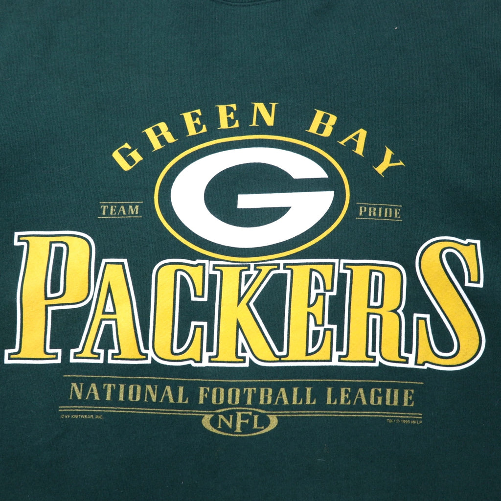Lee SPORT USA Made 90s NFL Packers Print Sweatshirt XL Green Cotton Fleece Lined Big Size