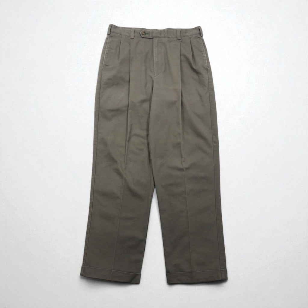 TOMMY HILFIGER 90年代 2タック ワイド チノパンツ L ベージュ コットン プリーツ センタープレス