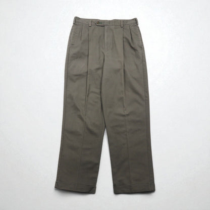 TOMMY HILFIGER 90年代 2タック ワイド チノパンツ L ベージュ コットン プリーツ センタープレス