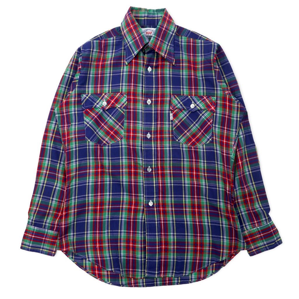 日本然リトテ-古着オンライン-Levi's 70年代 ウエスタンシャツ M マルチカラー チェック 襟芯 白タブ-Levi's 70's Western Shirt M multi color Checked collar core white tab