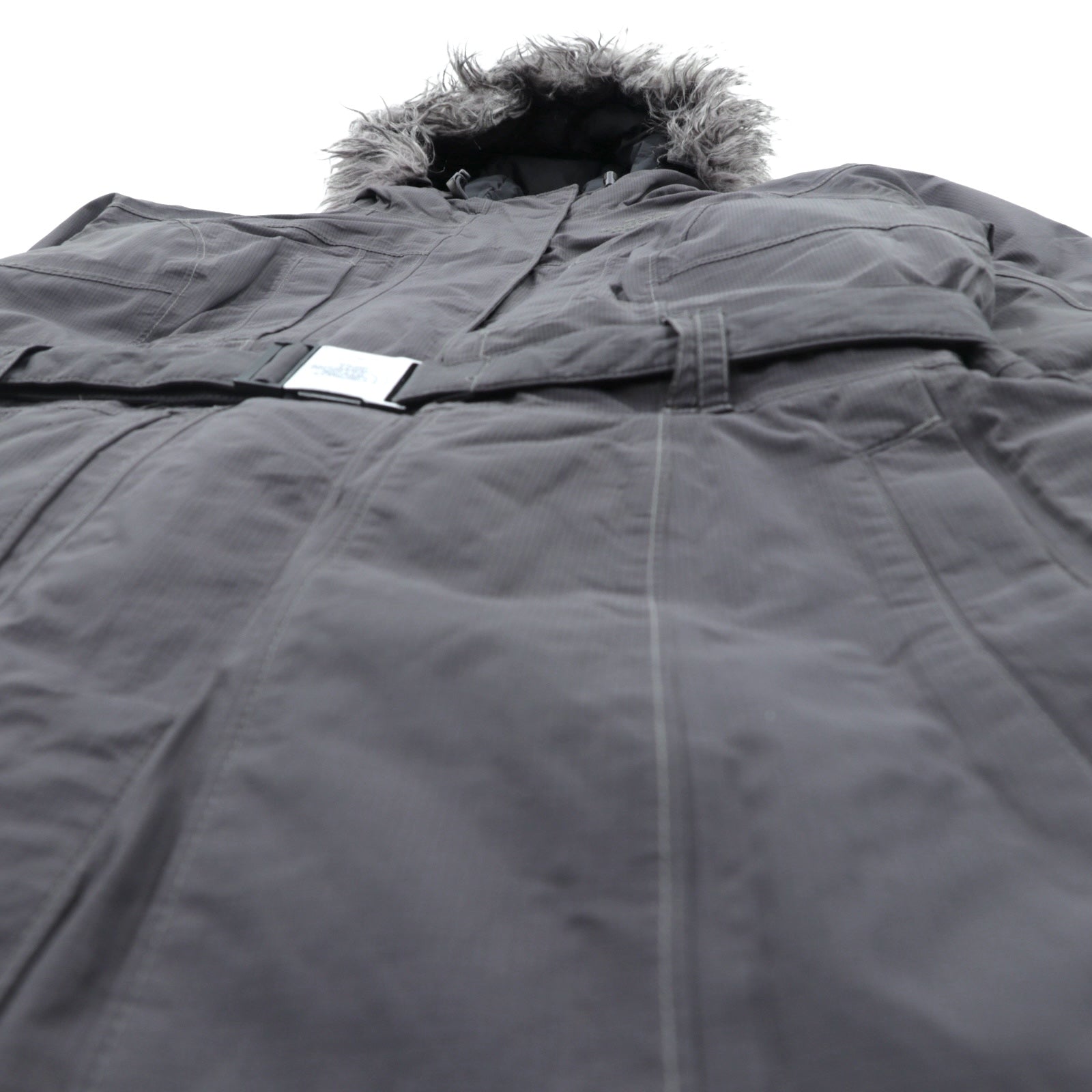 THE NORTH FACE マウンテン ダウンコート M グレー HYVENT 防水 ファー着脱式 ベルト付き グースダウン