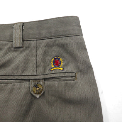 TOMMY HILFIGER 90年代 2タック ワイド チノパンツ L ベージュ コットン プリーツ センタープレス