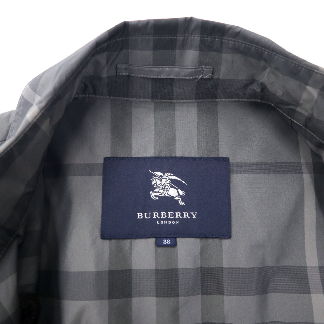 BURBERRY Nova Check Trench Coat 38 Gray Polyester Made in Japan