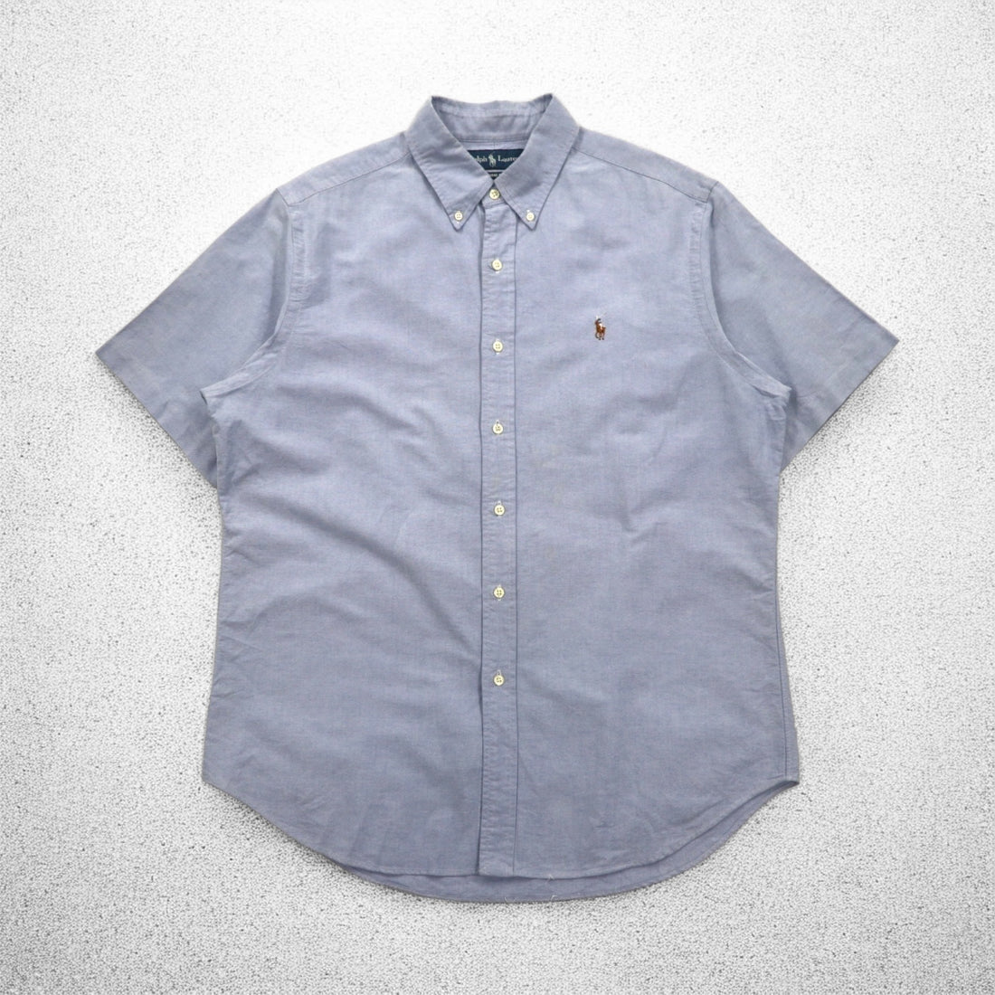 Ralph Lauren 90年代 半袖 オックスフォード ボタンダウンシャツ L ブルー スモールポニー刺繍