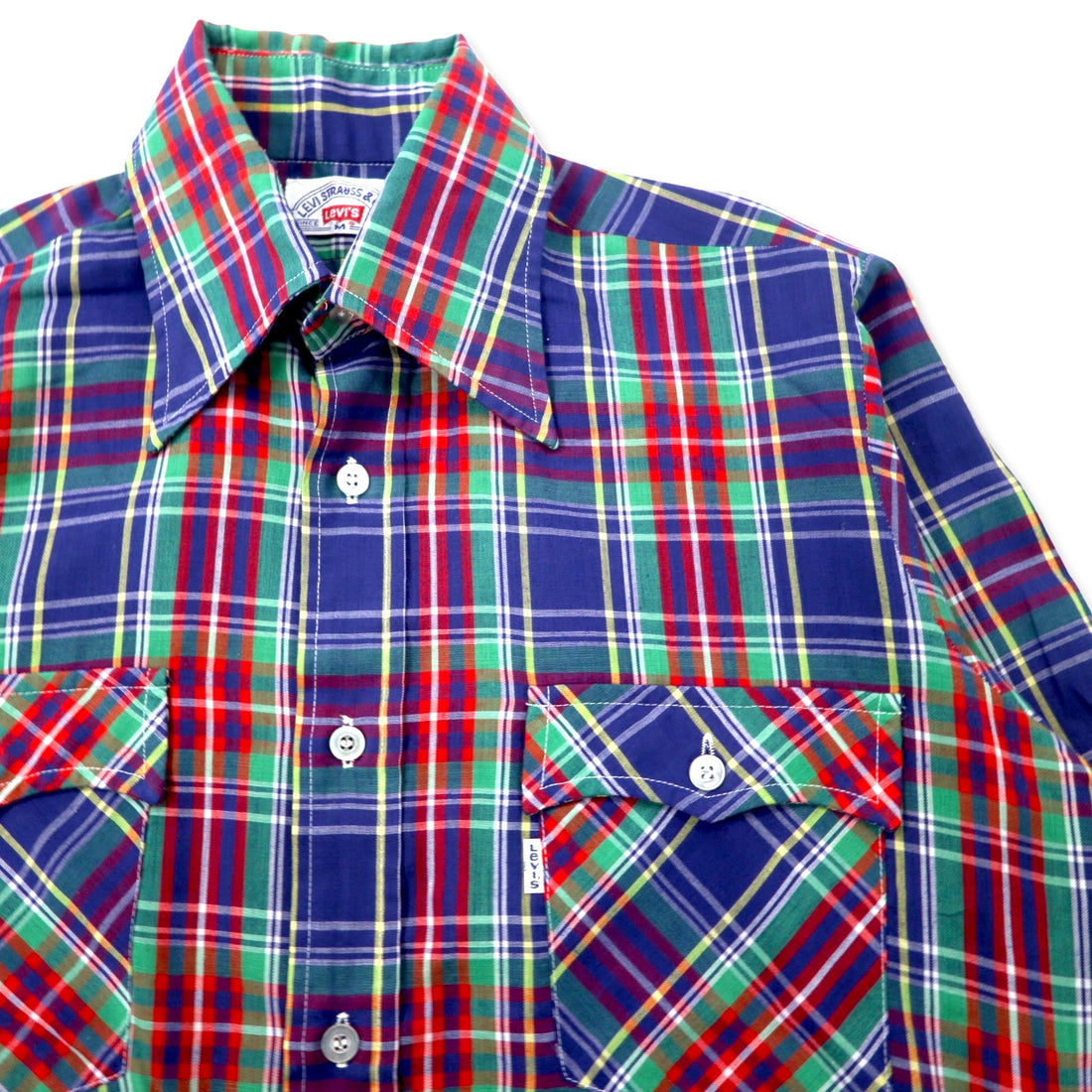 Levi's 70s Western Shirt, Medium, Multicolor Check, Collar Core, White Tab