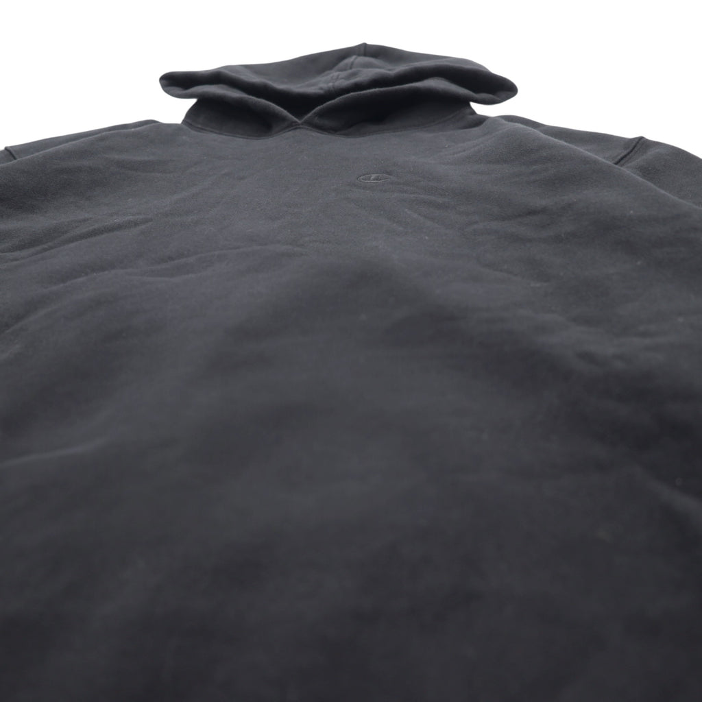Champion Reverse Weave Pullover Hoodie XL Black Cotton Drawstring Blue Single Tag Reissue