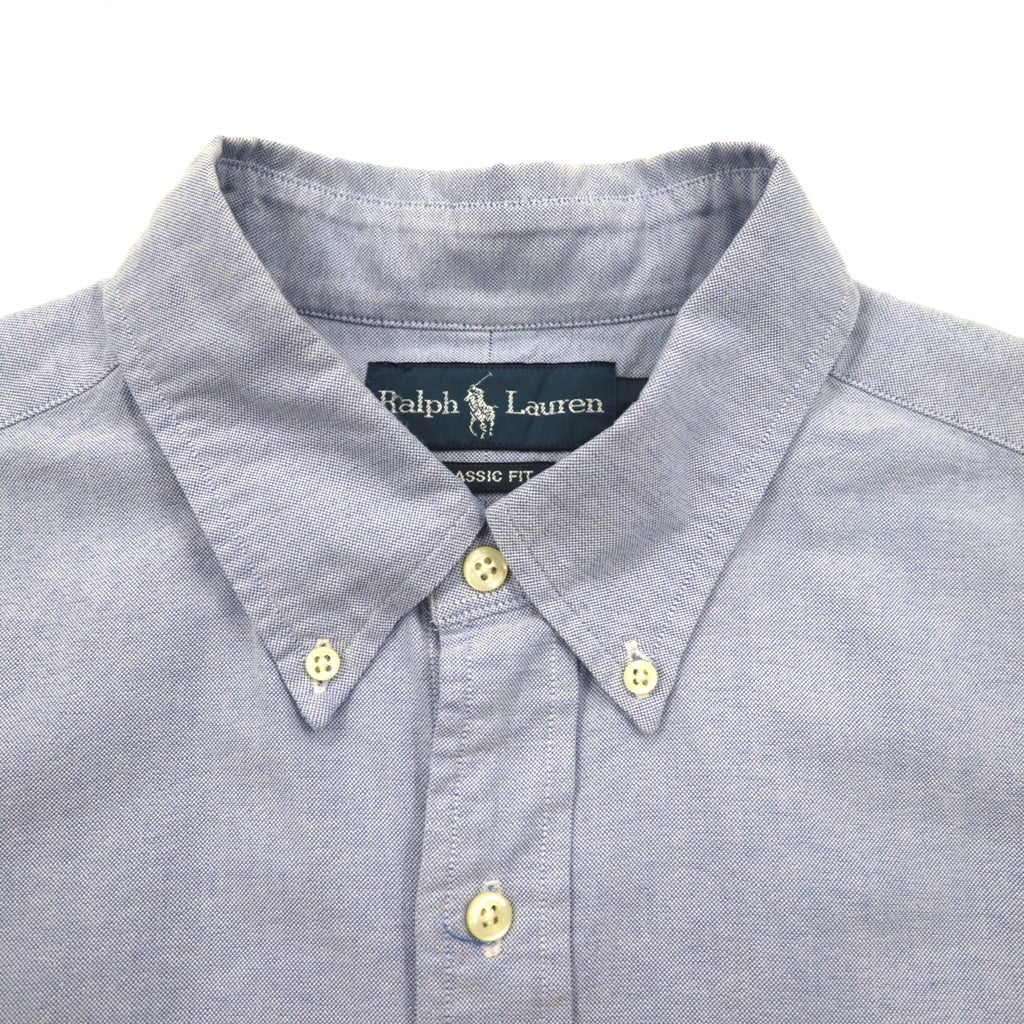 Ralph Lauren 90年代 半袖 オックスフォード ボタンダウンシャツ L ブルー スモールポニー刺繍