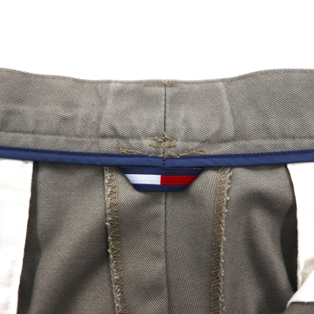 TOMMY HILFIGER 90年代 2タック ワイド チノパンツ L ベージュ コットン プリーツ センタープレス