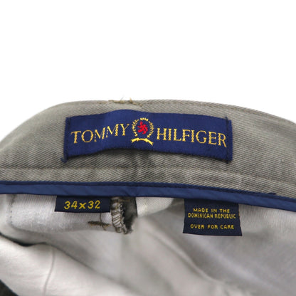 TOMMY HILFIGER 90年代 2タック ワイド チノパンツ L ベージュ コットン プリーツ センタープレス