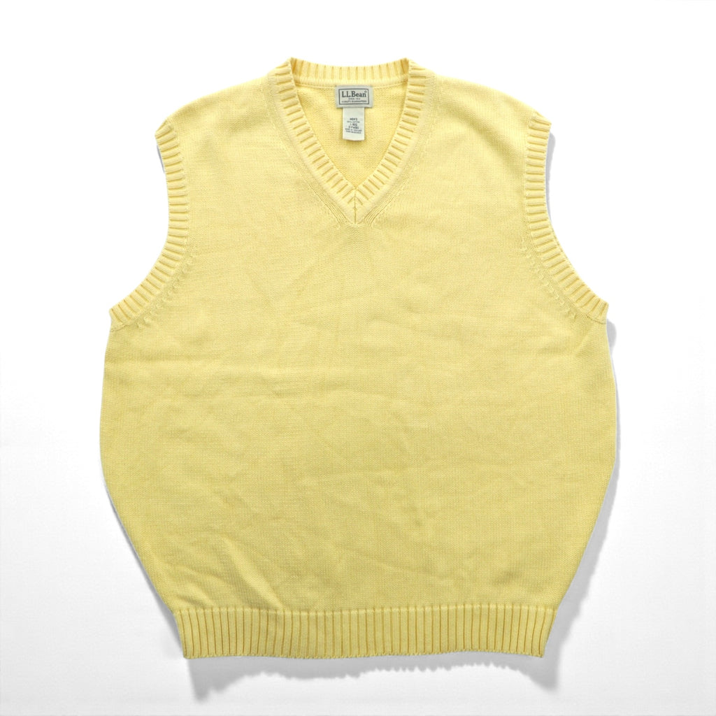 L.L.Bean 90年代 Vネック ニット ベスト L イエロー コットン FW80