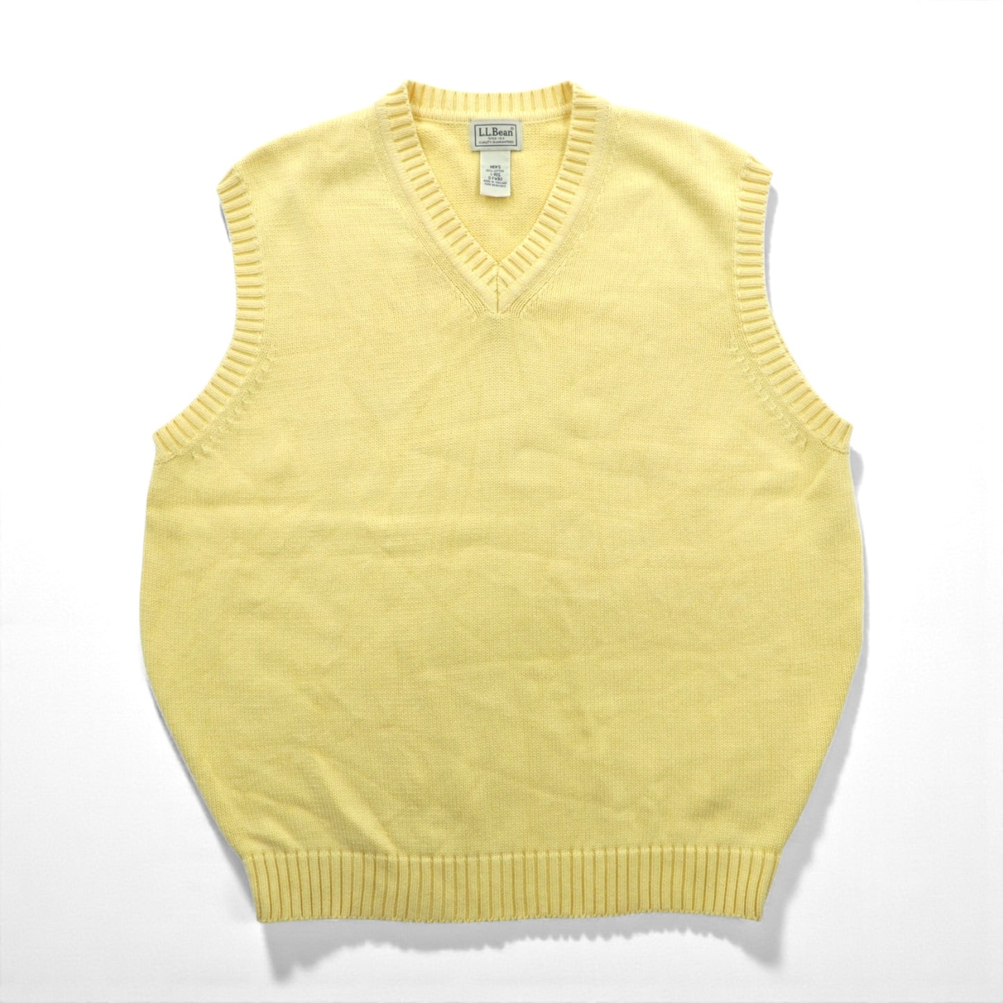 L.L.Bean 90年代 Vネック ニット ベスト L イエロー コットン FW80