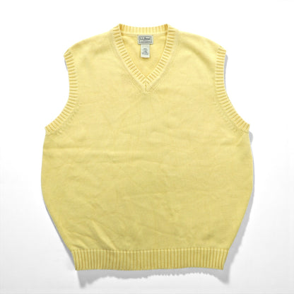 L.L.Bean 90年代 Vネック ニット ベスト L イエロー コットン FW80