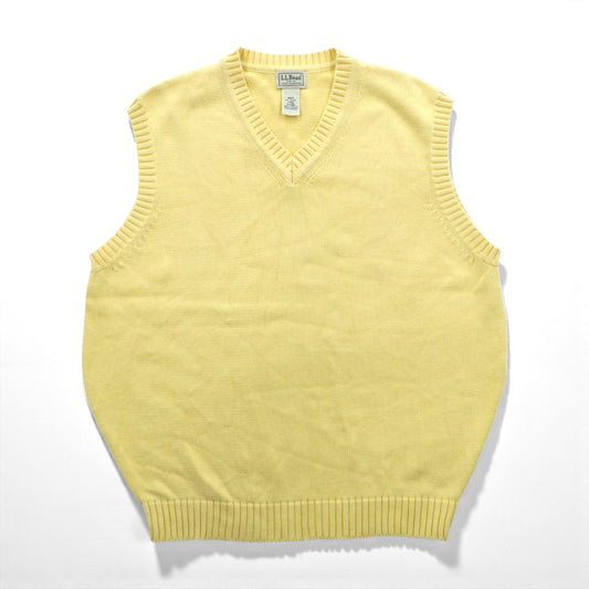 L.L.Bean 90年代 Vネック ニット ベスト L イエロー コットン FW80