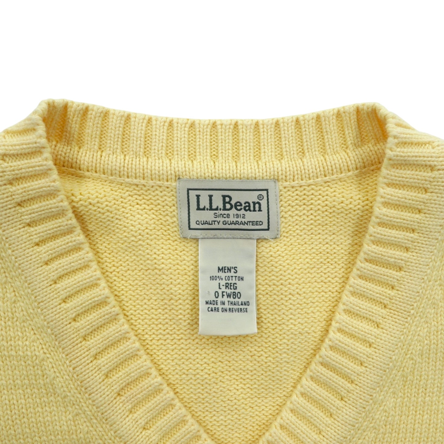 L.L.Bean 90年代 Vネック ニット ベスト L イエロー コットン FW80