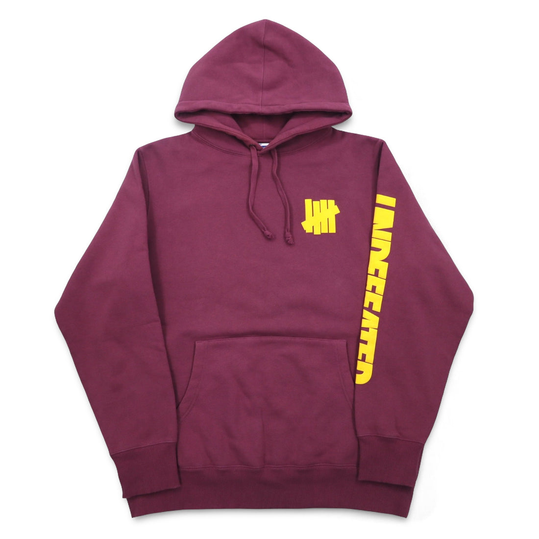 UNDEFEATED Logo Print Pullover Hoodie L Pink Cotton Sleeve Print