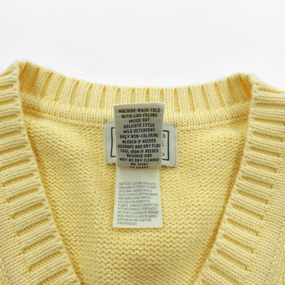 L.L.Bean 90年代 Vネック ニット ベスト L イエロー コットン FW80