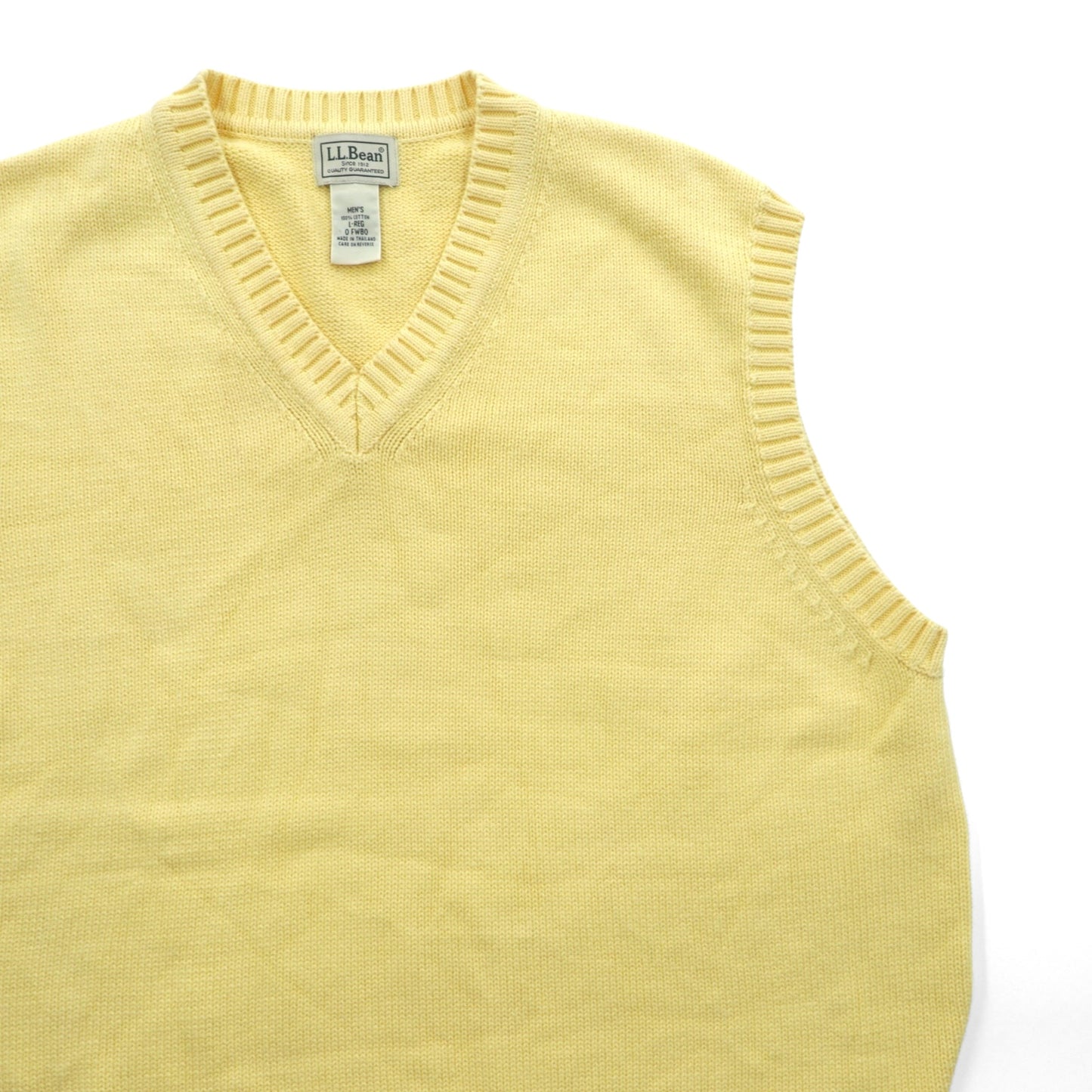 L.L.Bean 90年代 Vネック ニット ベスト L イエロー コットン FW80