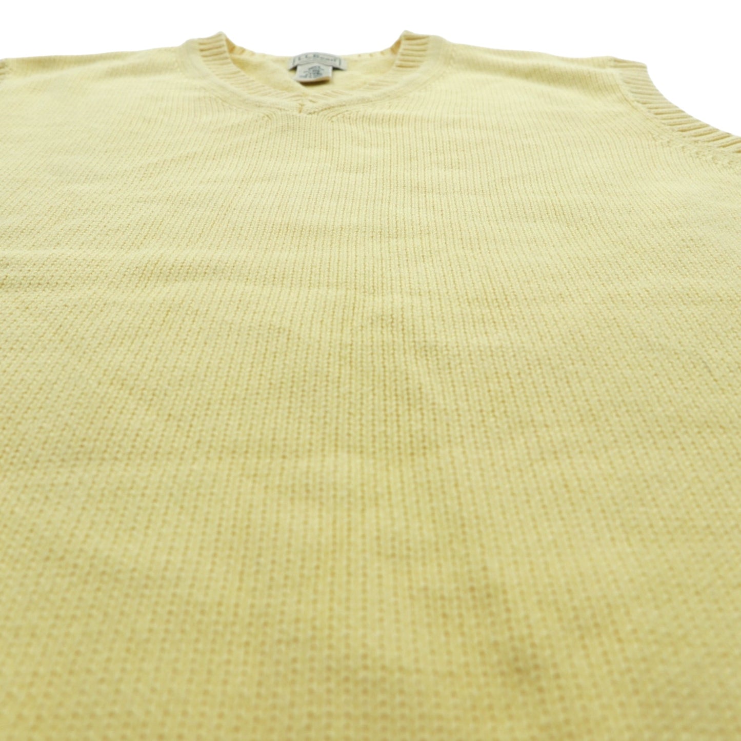 L.L.Bean 90年代 Vネック ニット ベスト L イエロー コットン FW80
