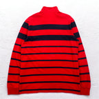 CHAPS Half Zip Sweatshirt L Red Border Cotton One Point Logo Embroidery