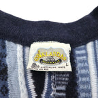 90s Australian Vintage AKLANDA 3D Knit Cardigan, 3D Knit Jacquard Cardigan, Size L, Navy, Made in Australia