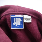 UNDEFEATED Logo Print Pullover Hoodie L Pink Cotton Sleeve Print
