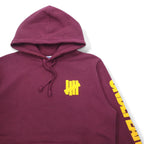 UNDEFEATED Logo Print Pullover Hoodie L Pink Cotton Sleeve Print