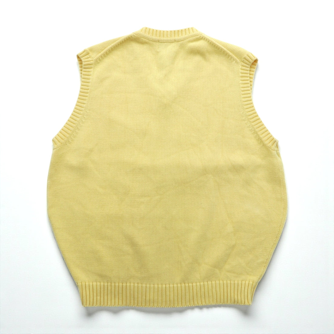 L.L.Bean 90年代 Vネック ニット ベスト L イエロー コットン FW80