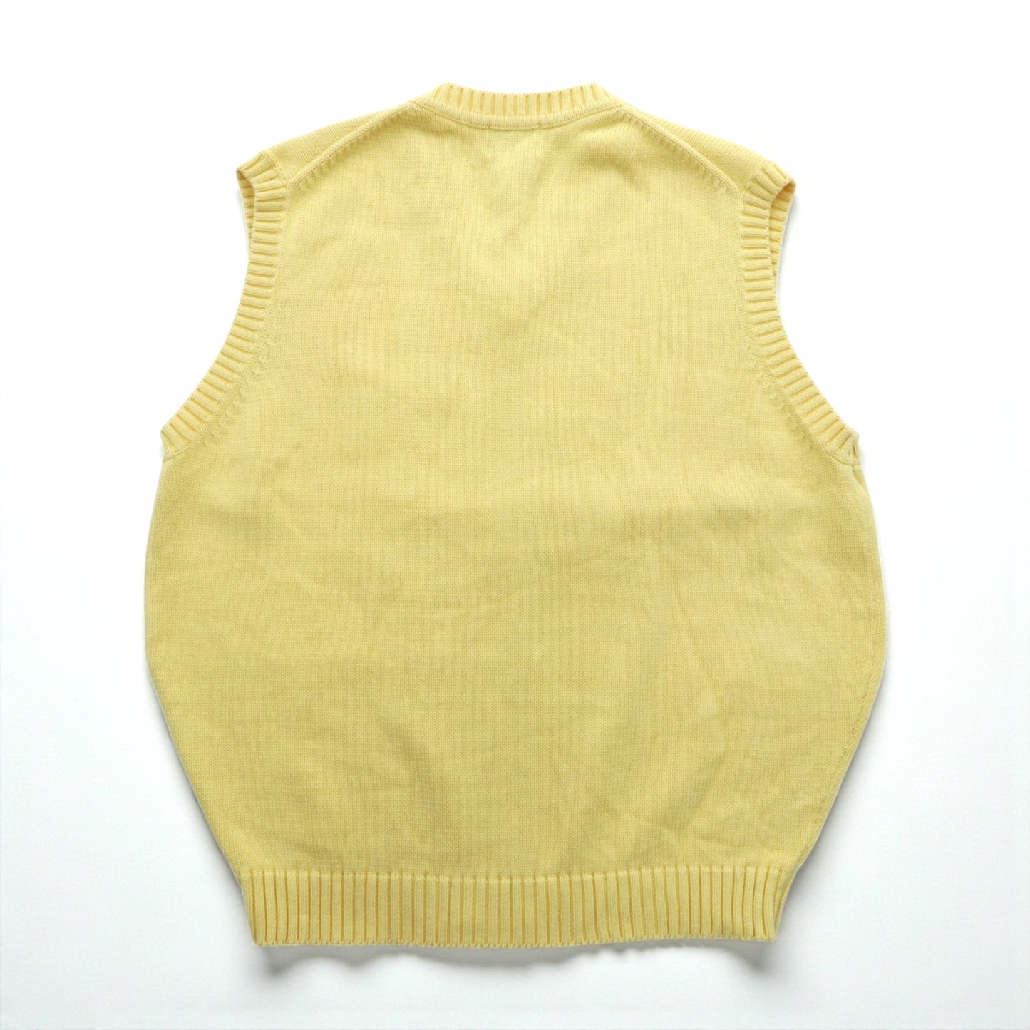 L.L.Bean 90年代 Vネック ニット ベスト L イエロー コットン FW80