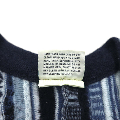 90s Australian Vintage AKLANDA 3D Knit Cardigan, 3D Knit Jacquard Cardigan, Size L, Navy, Made in Australia