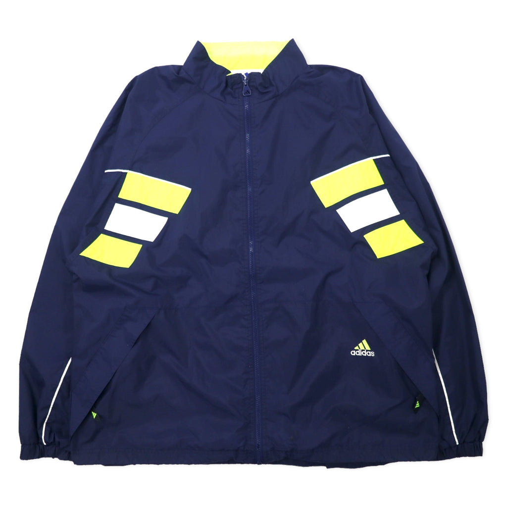 日本然リトテ-古着オンライン-adidas 90年代 ナイロンジャケット L ネイビー 3ストライプ 国旗タグ ビッグサイズ-adidas 90's Windbreaker L Navy 3 Striped National Flag Tag Big Size