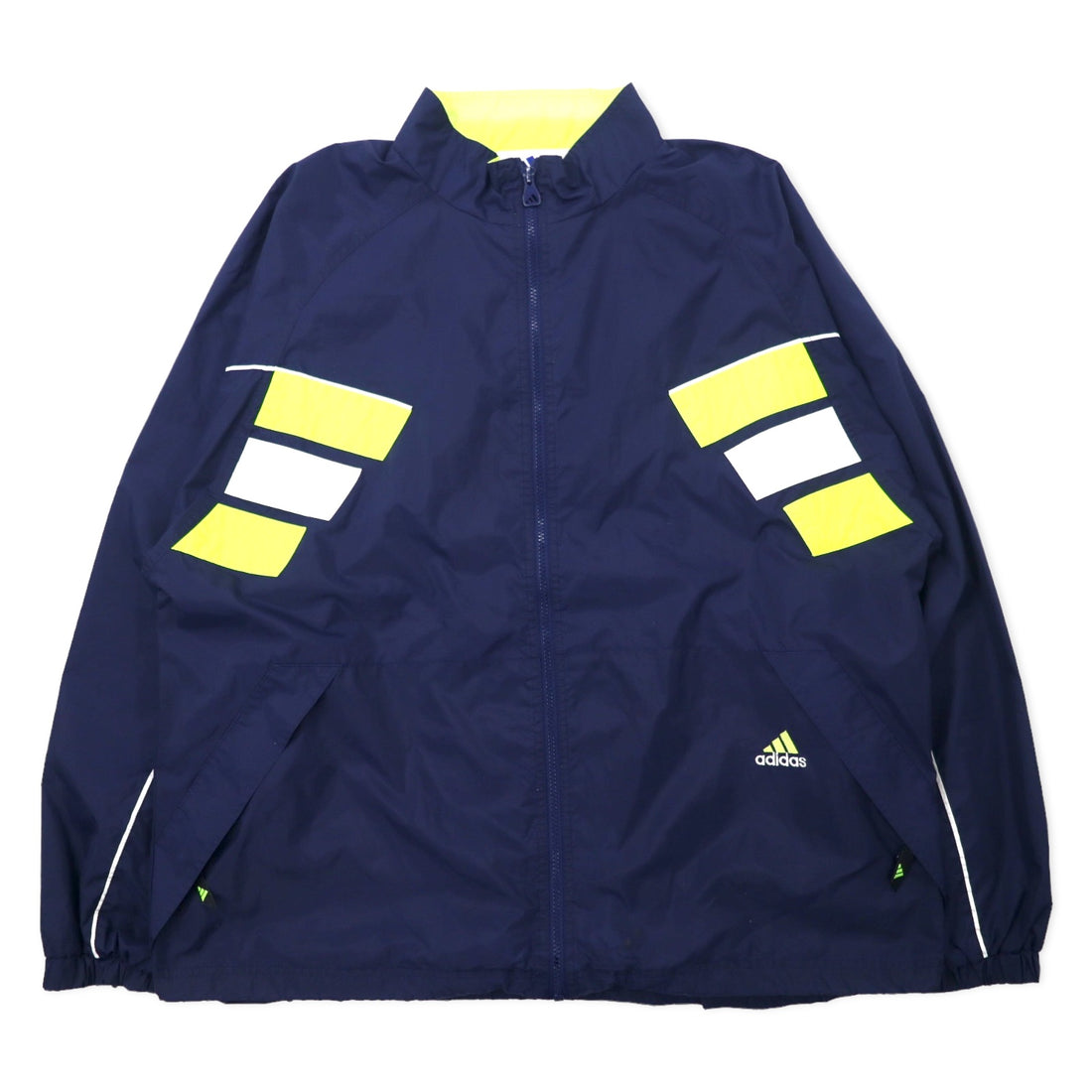 日本然リトテ-古着オンライン-adidas 90年代 ナイロンジャケット L ネイビー 3ストライプ 国旗タグ ビッグサイズ-adidas 90's Windbreaker L Navy 3 Striped National Flag Tag Big Size