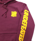 UNDEFEATED Logo Print Pullover Hoodie L Pink Cotton Sleeve Print