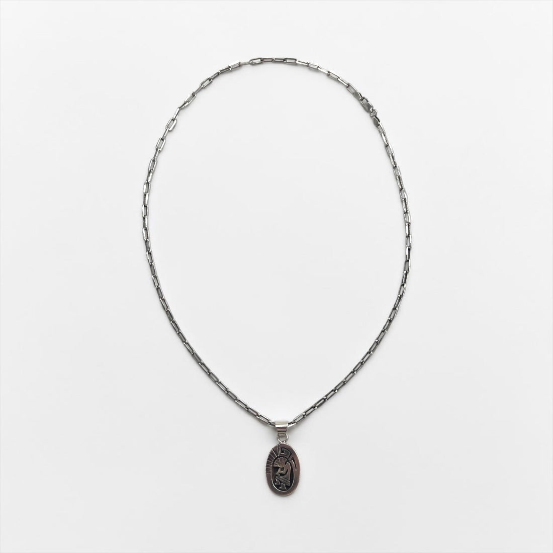 Sterling Silver Necklace ココペリ ホピ族 インディアンジュエリー シルバーネックレス チェーン CP刻印 オーバル STERLING