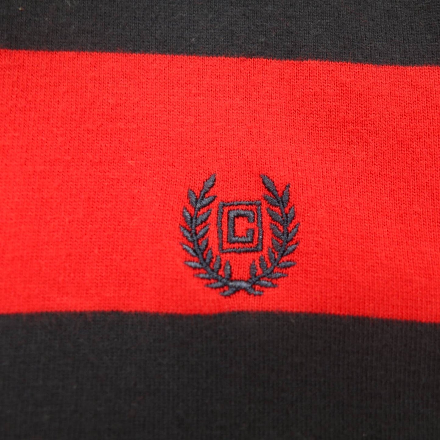 CHAPS Half Zip Sweatshirt L Red Border Cotton One Point Logo Embroidery