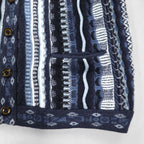 90s Australian Vintage AKLANDA 3D Knit Cardigan, 3D Knit Jacquard Cardigan, Size L, Navy, Made in Australia